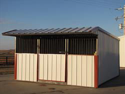 Horse Shelter With Sliding Door And Awning